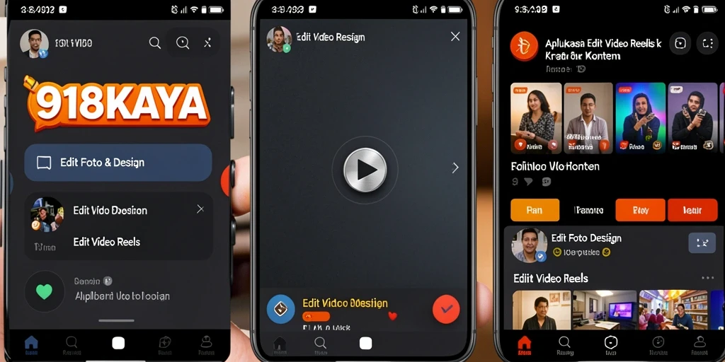 Tampilan antarmuka utama aplikasi 918KAYA untuk Edit Video Reels.