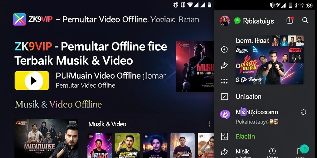 Tampilan antarmuka ZK9VIP yang ramah pengguna untuk Pemutar Video Offline.